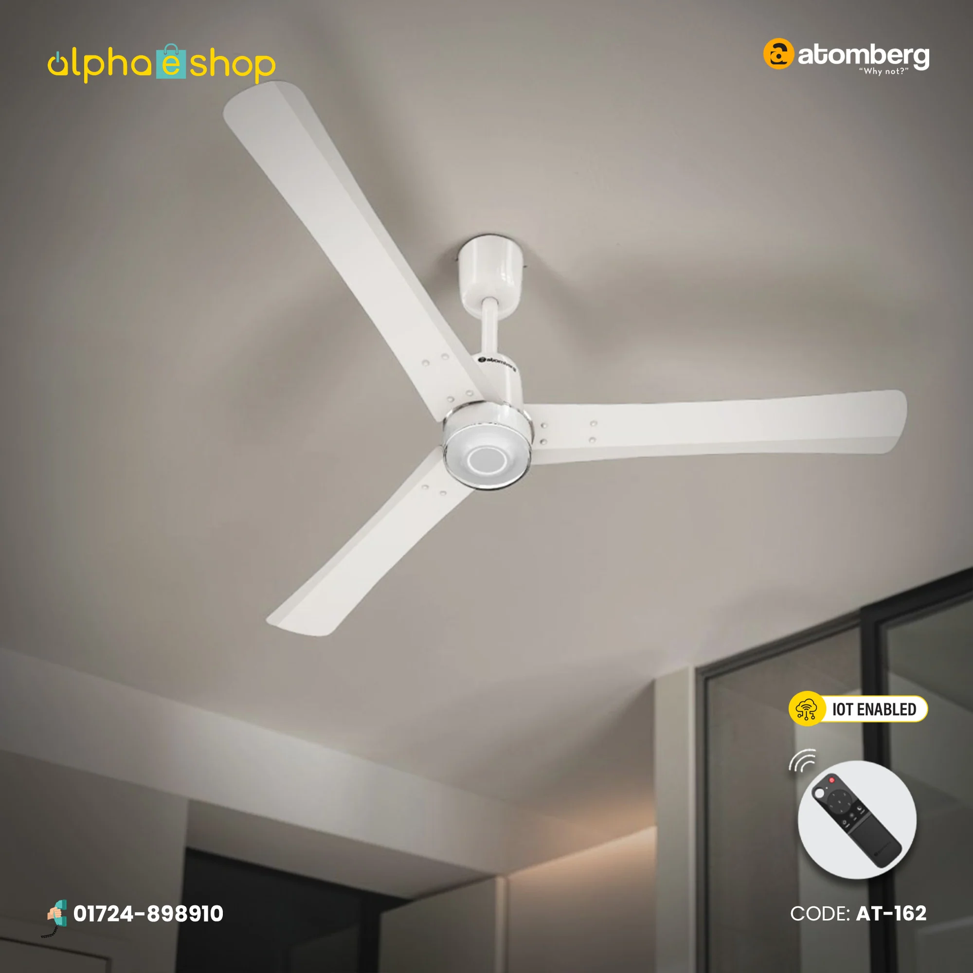 Atomberg Renesa Elite Smart 1400mm BLDC Ceiling Fan with Remote Control - Pearl White