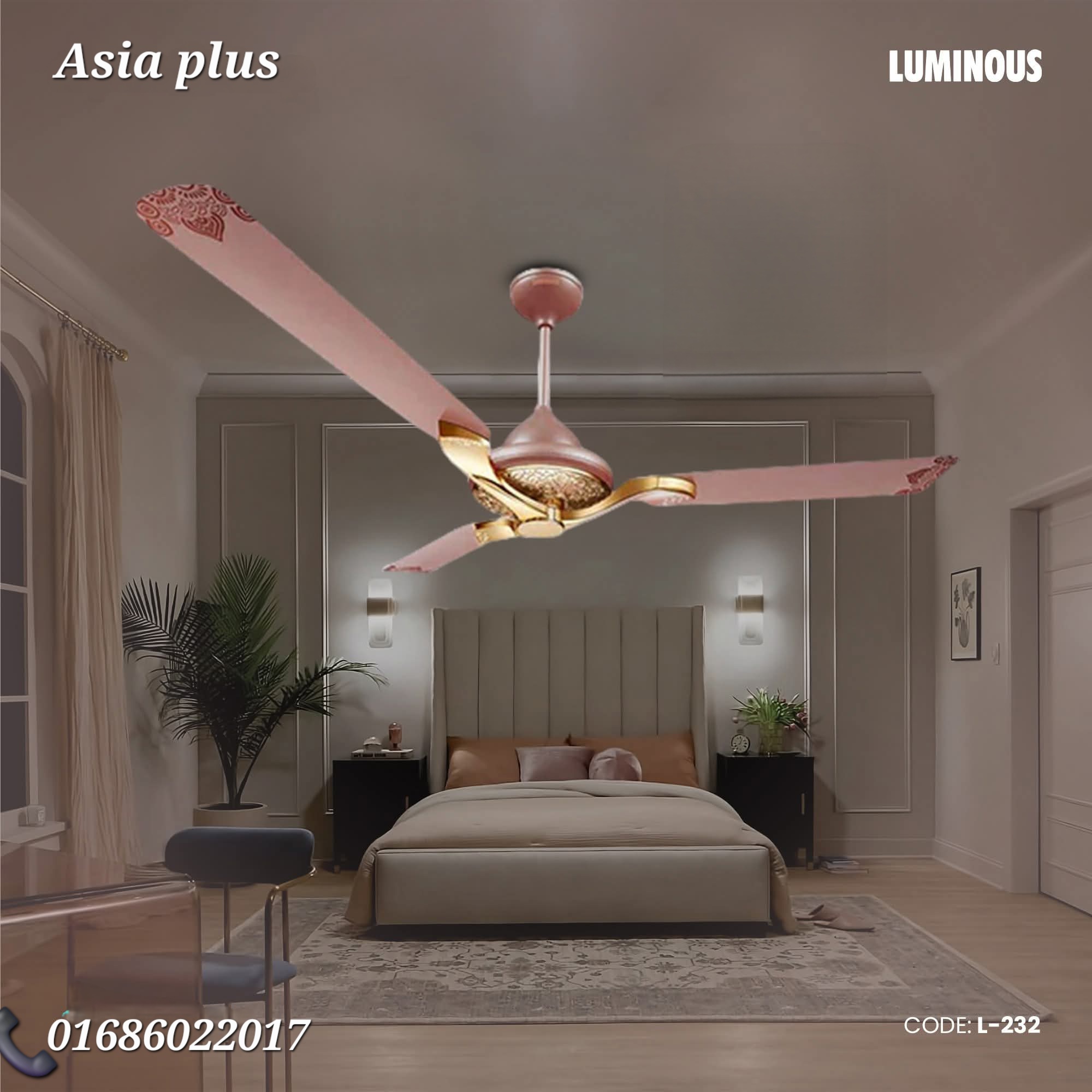 Luminous Jaipur Mahal 52" Decorative Ceiling Fan (Rose Gold, L-232) 2