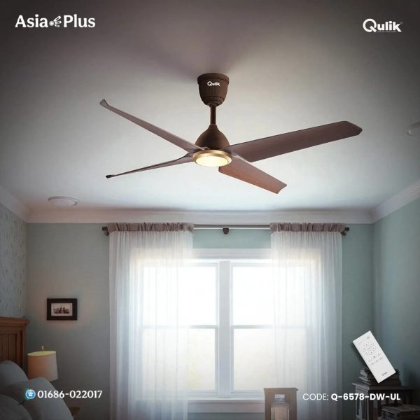 Qulik Alpha Edge 4B 53" Decorative Energy Saving BLDC Remote Control Ceiling Fan - Dark Wood (Q-6576-DW-UL) 2